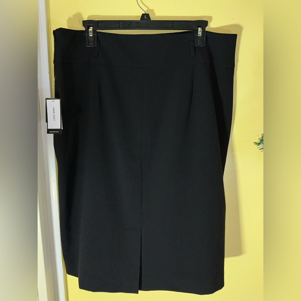 Nine West Stretch Pencil Skirt Black Art Nouveau Size 14 - Picture 6 of 8